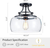 WUZUPS Chandelier Rustic Farmhouse Industrial Round Semi-flushmount Ceiling LED Light Fixture