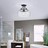 WUZUPS Chandelier Rustic Farmhouse Industrial Round Semi-flushmount Ceiling LED Light Fixture