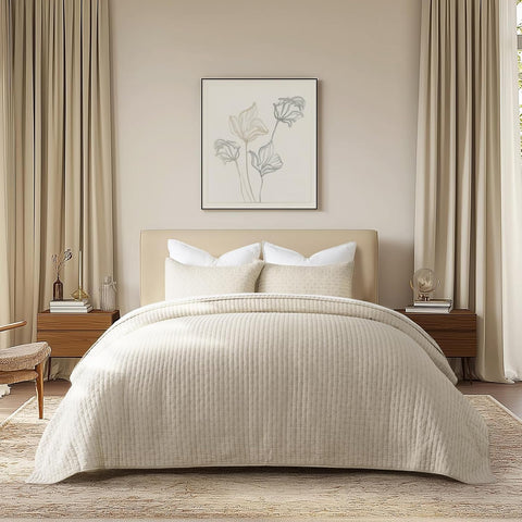 EVERGRACE x Kinsey Walsh Cross Stitch Pre-Washed Cotton Quilt Bedding Set Queen Size,